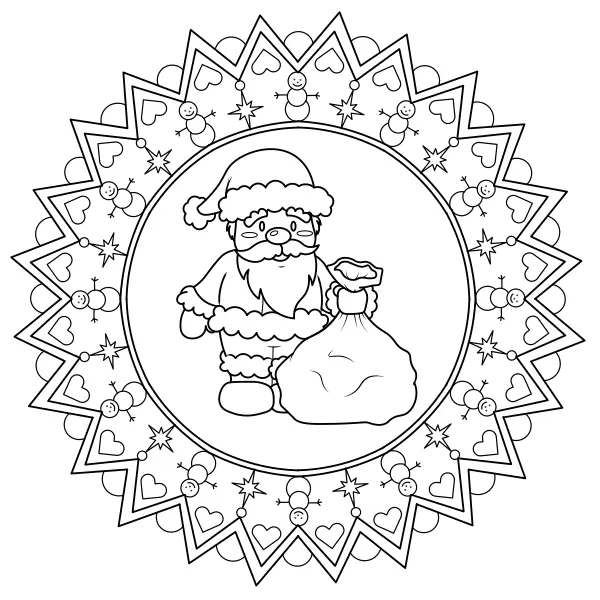 Mandala con San Nicolás | Dibujos para colorear online para niños