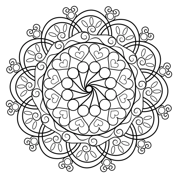 Mandala con corazones | Dibujos para colorear online para niños