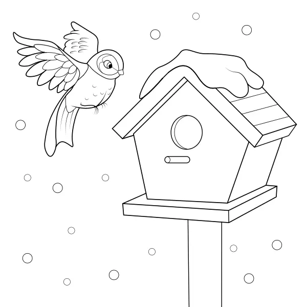 Pajarera con un pájaro | Dibujos para colorear online para niños