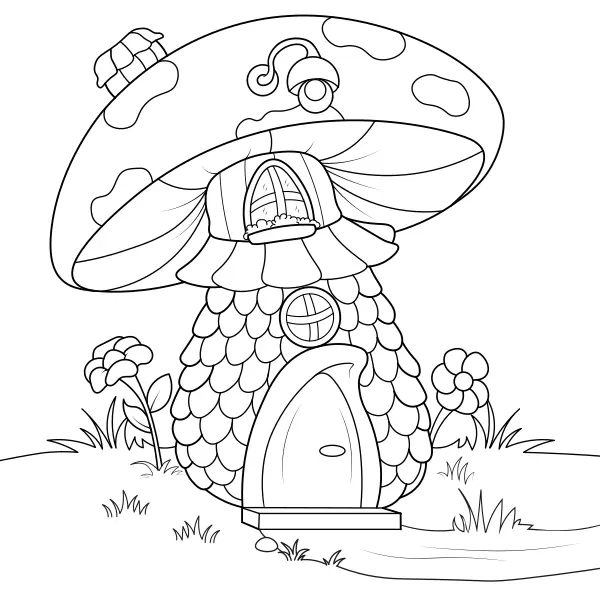 La casa de las setas | Dibujos para colorear online para niños