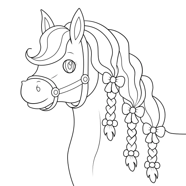 Un caballo con trenzas | Dibujos para colorear online para niños