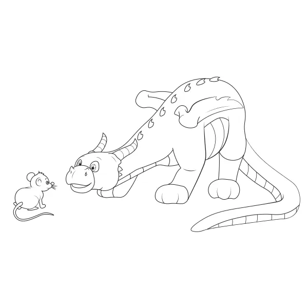 El dragón y el ratón | Dibujos para colorear online para niños