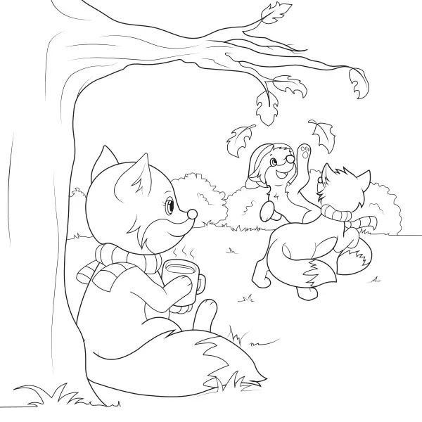 La familia de los zorros | Dibujos para colorear online para niños