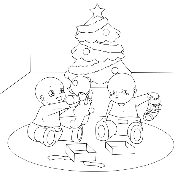 Niños con regalos | Dibujos para colorear online para niños