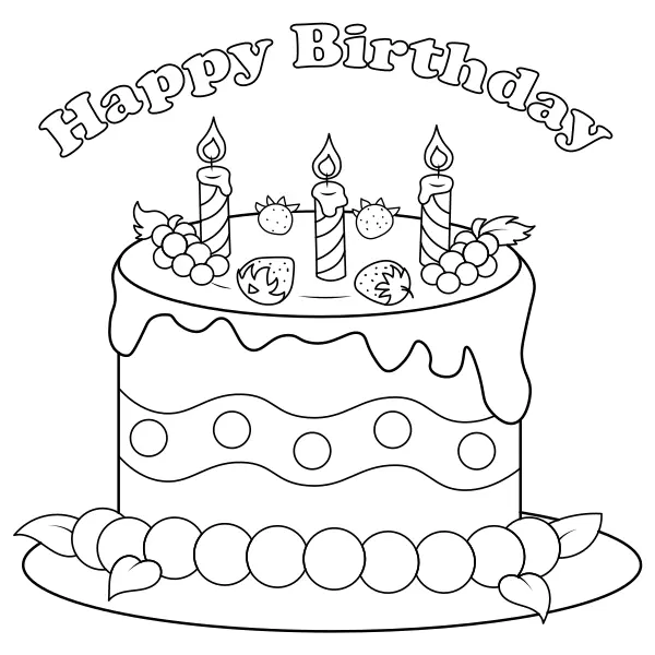 Tarta de cumpleaños | Dibujos para colorear online para niños