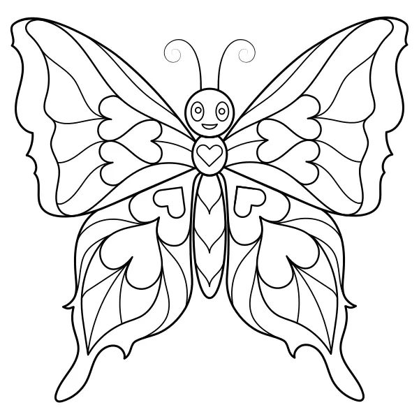 Mandala: mariposa en forma de corazón | Dibujos para colorear online para niños