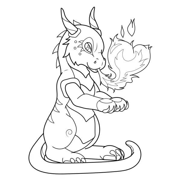 El dragón con el corazón de fuego | Dibujos para colorear online para niños