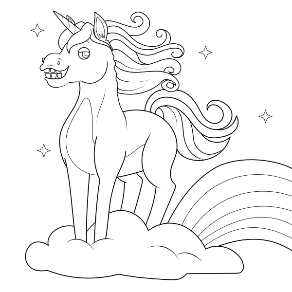 El unicornio sonriente | Dibujos para colorear online para niños