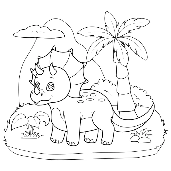 El pequeño dinosaurio Triceratops | Dibujos para colorear online para niños