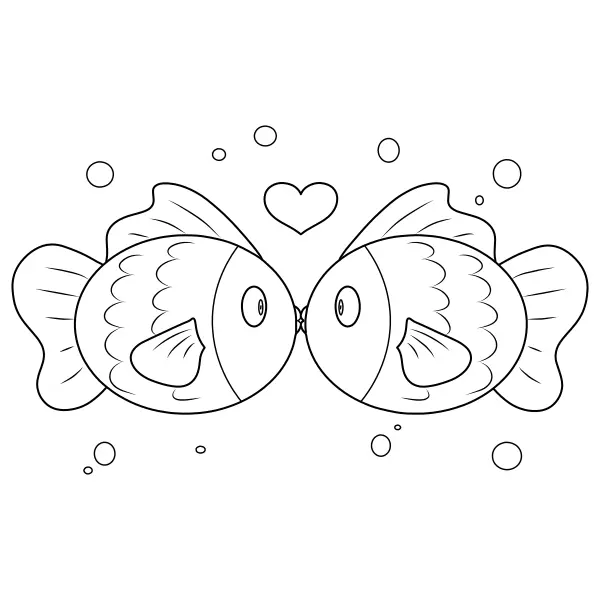 Peces enamorados | Dibujos para colorear online para niños