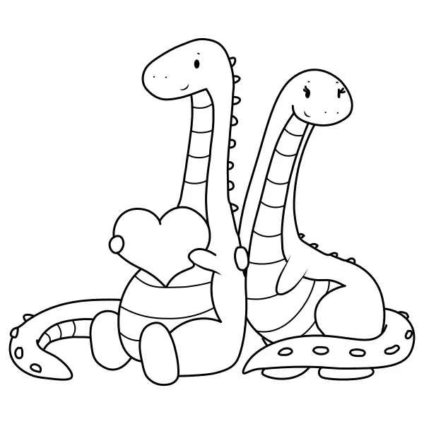 Dinosaurios enamorados | Dibujos para colorear online para niños