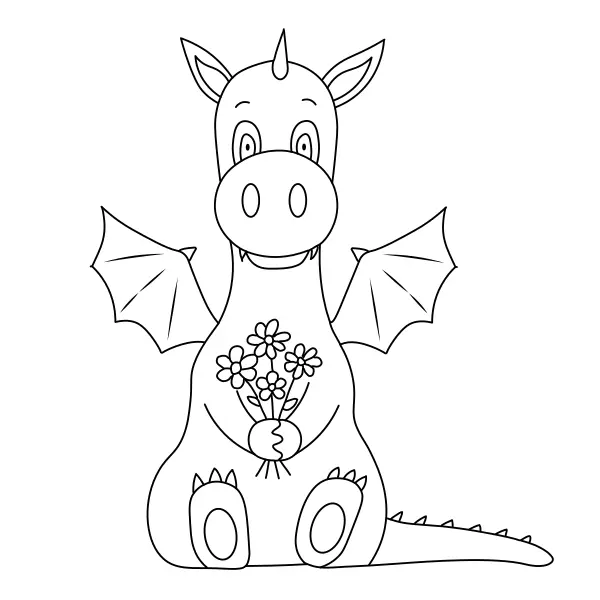 Dracaena con flores | Dibujos para colorear online para niños