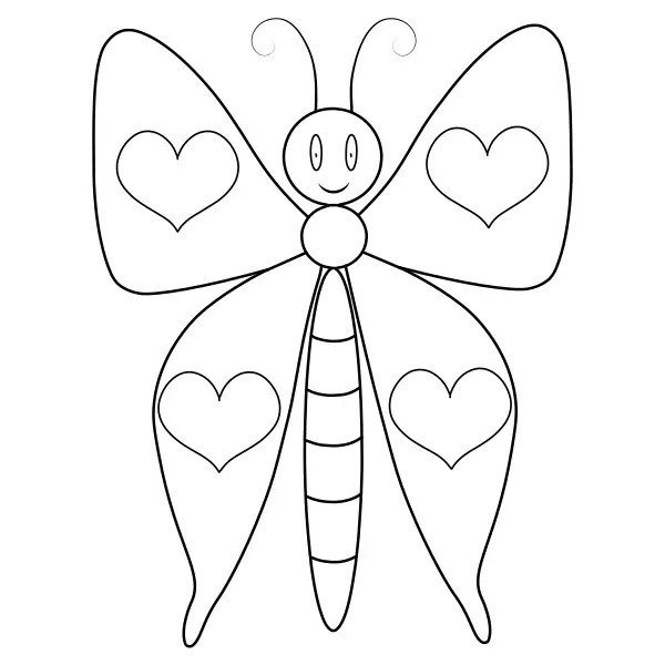 Mariposa con alas en forma de corazón | Dibujos para colorear online para niños