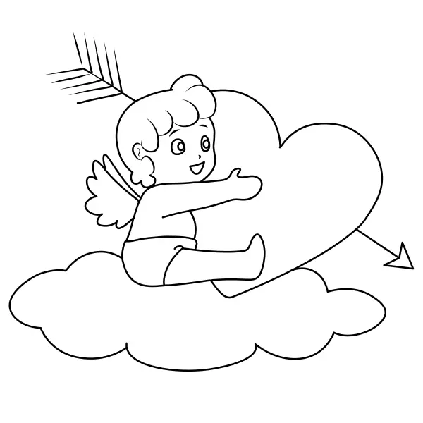 Cupido en la nube | Dibujos para colorear online para niños