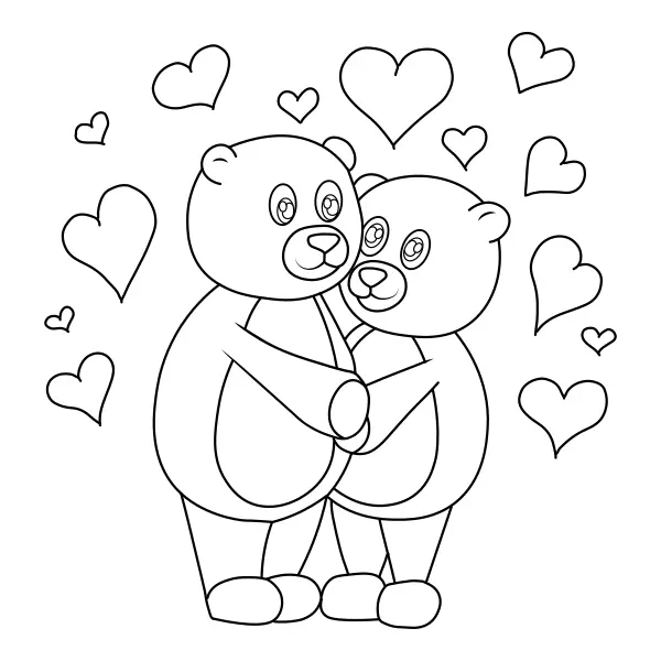 Ositos enamorados | Dibujos para colorear online para niños