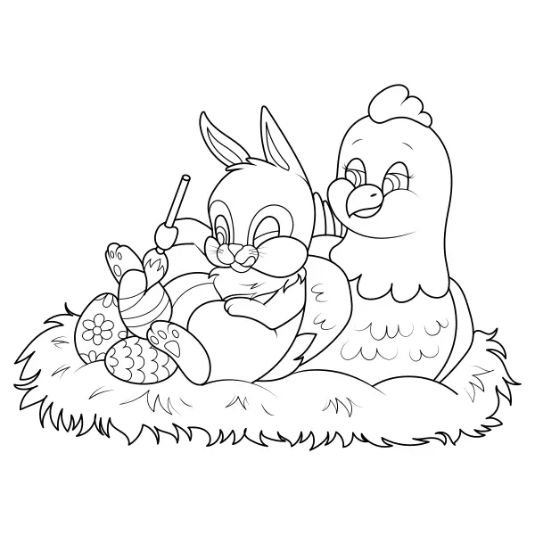 El conejo pinta huevos | Dibujos para colorear online para niños