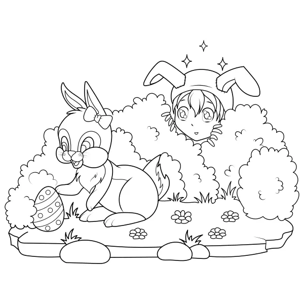 El conejito de Pascua esconde los huevos | Dibujos para colorear online para niños