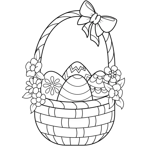 Cesta con huevos de Pascua | Dibujos para colorear online para niños