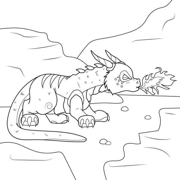 El dragón escupe fuego | Dibujos para colorear online para niños