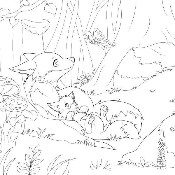 Las zorras en el bosque | Dibujos para colorear online para niños