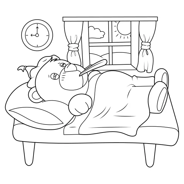 El osito con fiebre | Dibujos para colorear online para niños