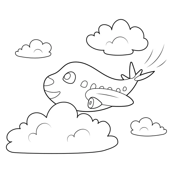 El avión alegre | Dibujos para colorear online para niños