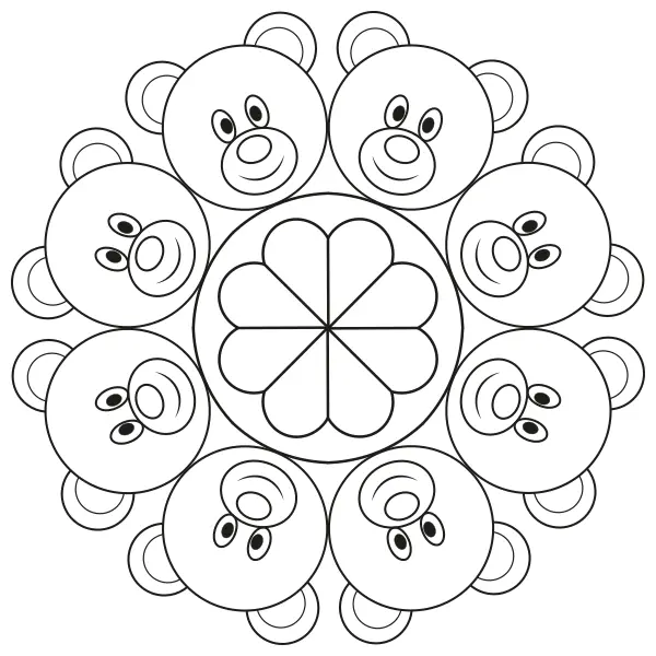 Mandala – Ositos de peluche | Dibujos para colorear online para niños