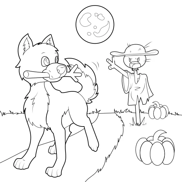 El perro y el espantapájaros | Dibujos para colorear online para niños