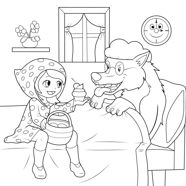 Caperucita Roja y el lobo | Dibujos para colorear online para niños