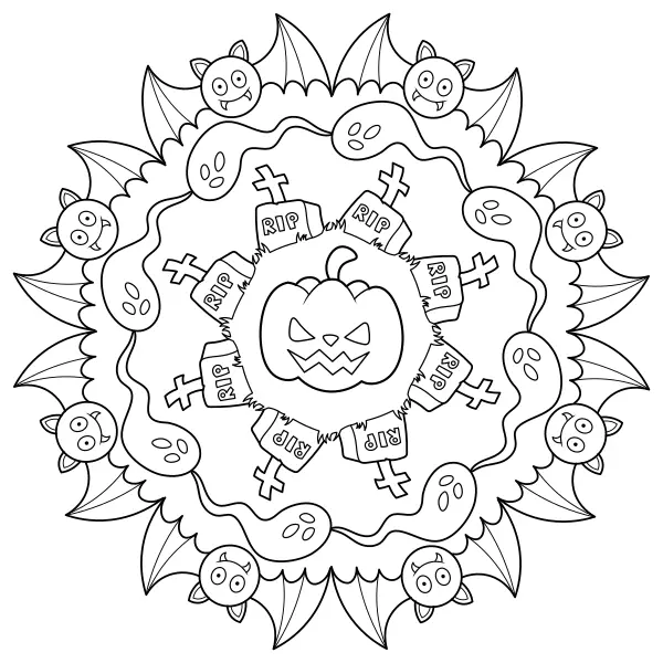 Mandala de Halloween | Dibujos para colorear online para niños