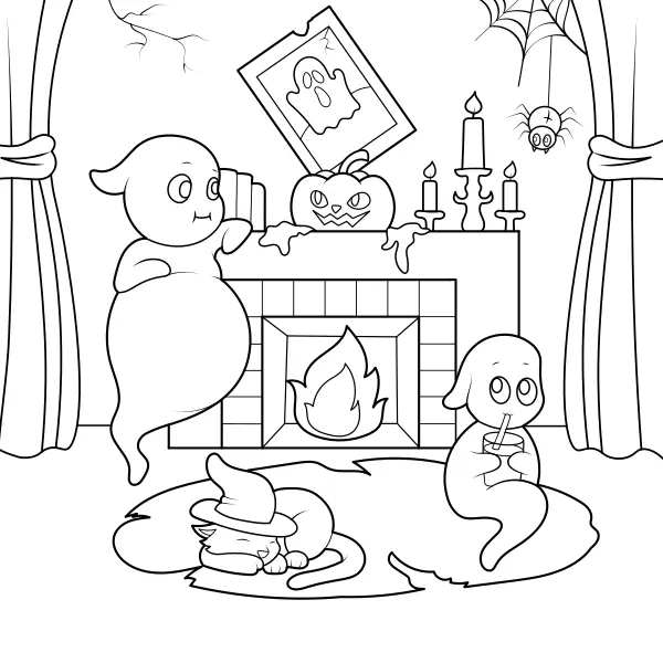 La casa encantada | Dibujos para colorear online para niños