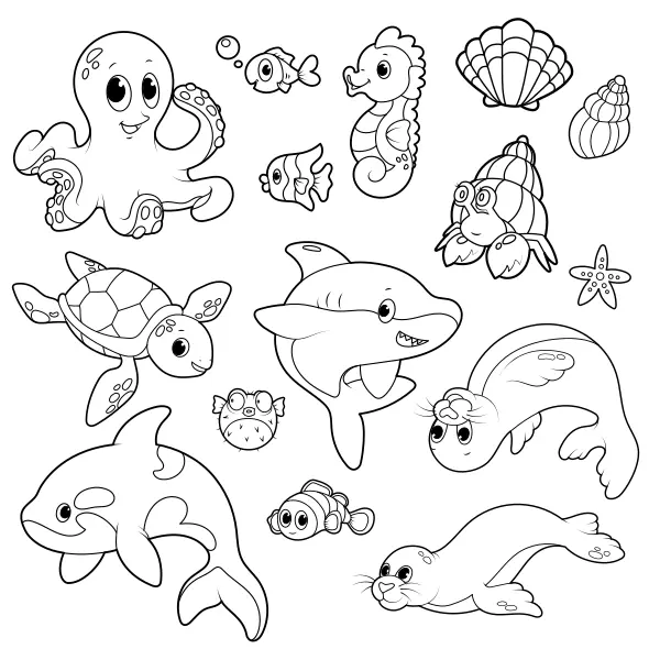 Animales marinos | Dibujos para colorear online para niños