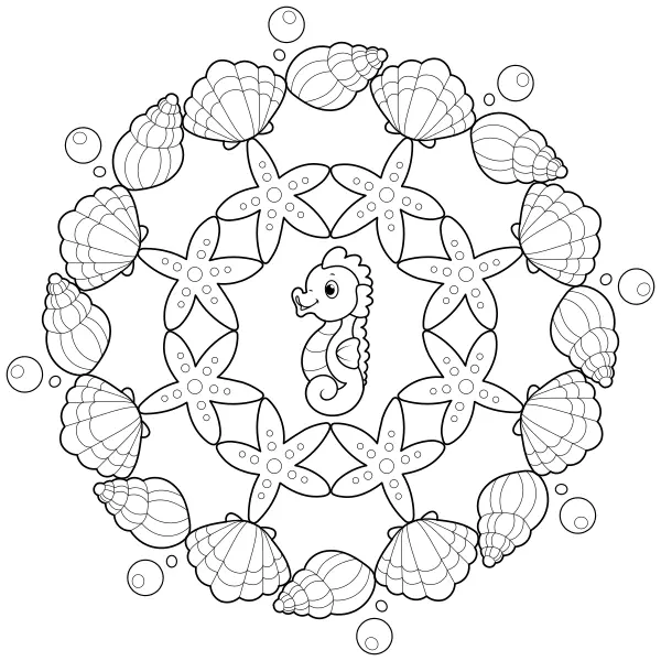 Mandala de conchas | Dibujos para colorear online para niños