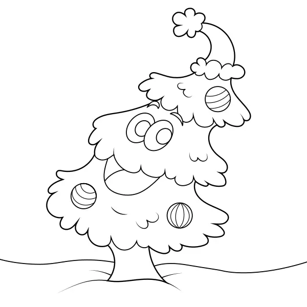 El árbol de Navidad feliz | Dibujos para colorear online para niños