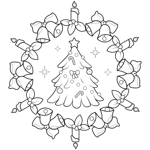 Mandala – Árbol de Navidad | Dibujos para colorear online para niños