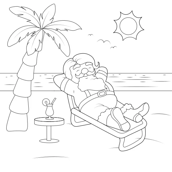 Papá Noel de vacaciones | Dibujos para colorear online para niños