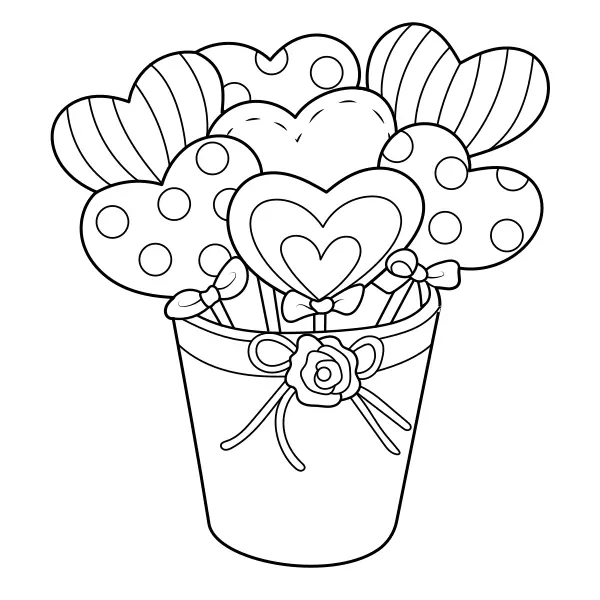 Cesta con corazones | Dibujos para colorear online para niños