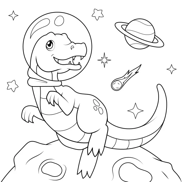 Un dinosaurio en el espacio | Dibujos para colorear online para niños