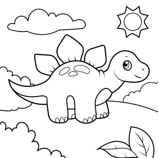 Dinosaurio: un pequeño estegosaurio | Dibujos para colorear online para niños