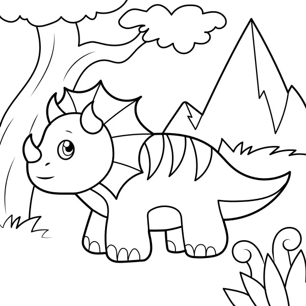 Dinosaurio – Pequeño Triceratops | Dibujos para colorear online para niños