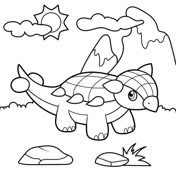 Dinosaurio: el pequeño anquilosaurio | Dibujos para colorear online para niños