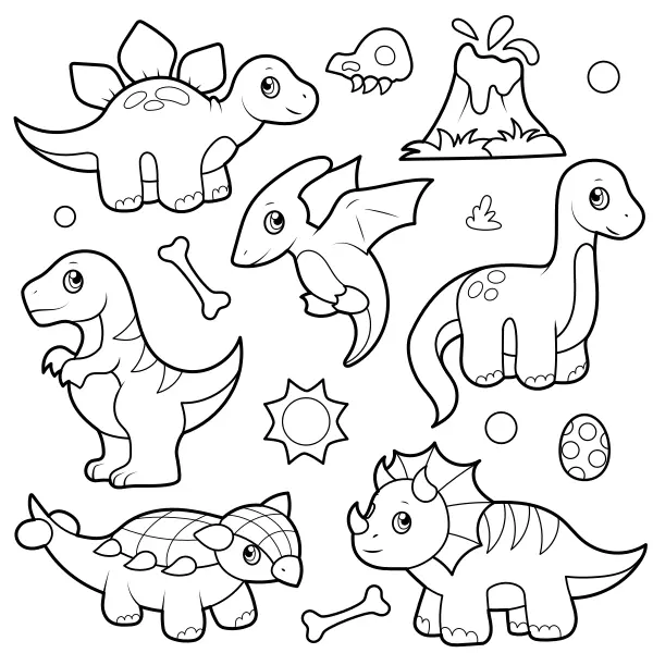Colección de dinosaurios | Dibujos para colorear online para niños