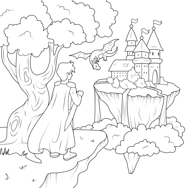 El castillo en las nubes | Dibujos para colorear online para niños