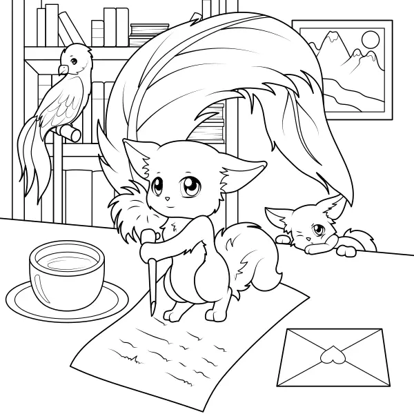 El duendecillo escribe cartas | Dibujos para colorear online para niños