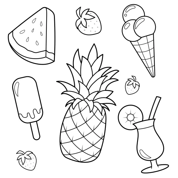 Comida de verano | Dibujos para colorear online para niños