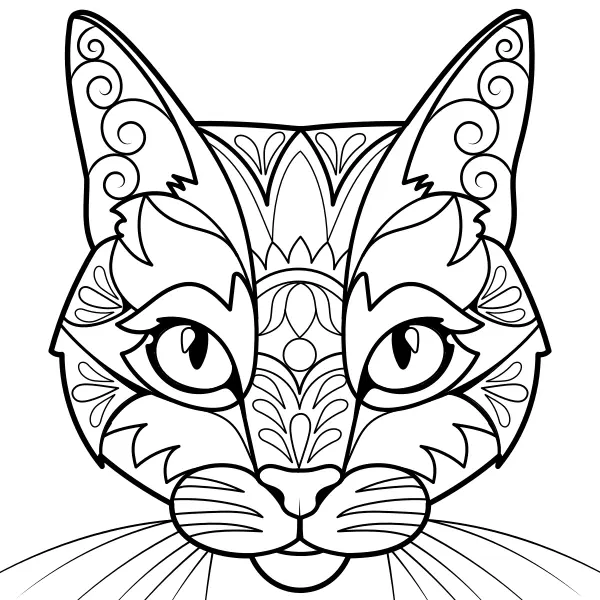 Mandala – Gato | Dibujos para colorear online para niños