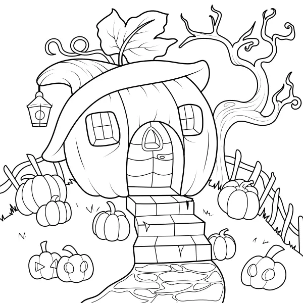 La casa de la calabaza | Dibujos para colorear online para niños