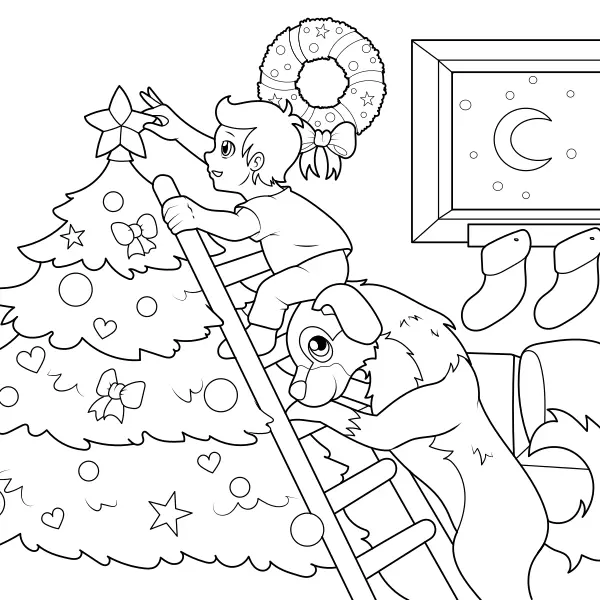 Decoración del árbol de Navidad | Dibujos para colorear online para niños