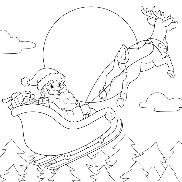 Papá Noel con su reno | Dibujos para colorear online para niños