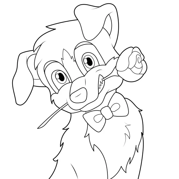 Un perro con una rosa | Dibujos para colorear online para niños